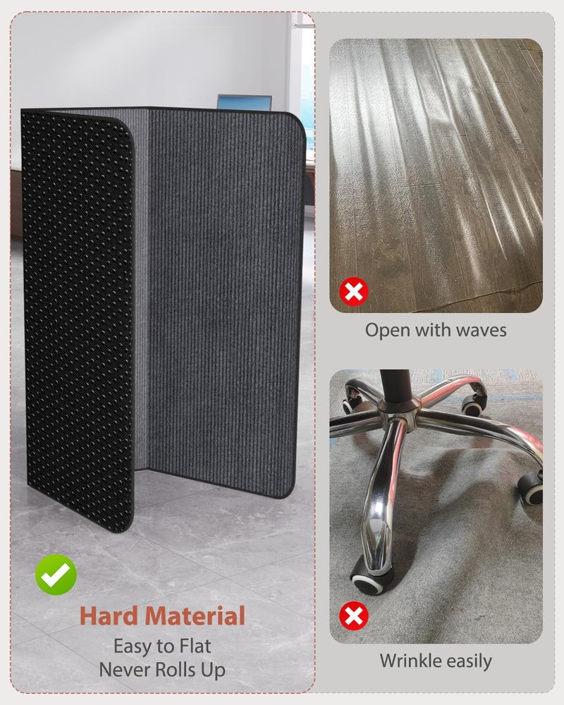 Blvornl Office Chair Mat for Hardwood Floor and Low Pile Carpet, 35.5" x 47.2" Corduroy Surface Desk Rolling Chair Mat for Hard Floors, Heavy Duty Carpeted Floor Protector Rug for Home, Dark Grey - Image 3